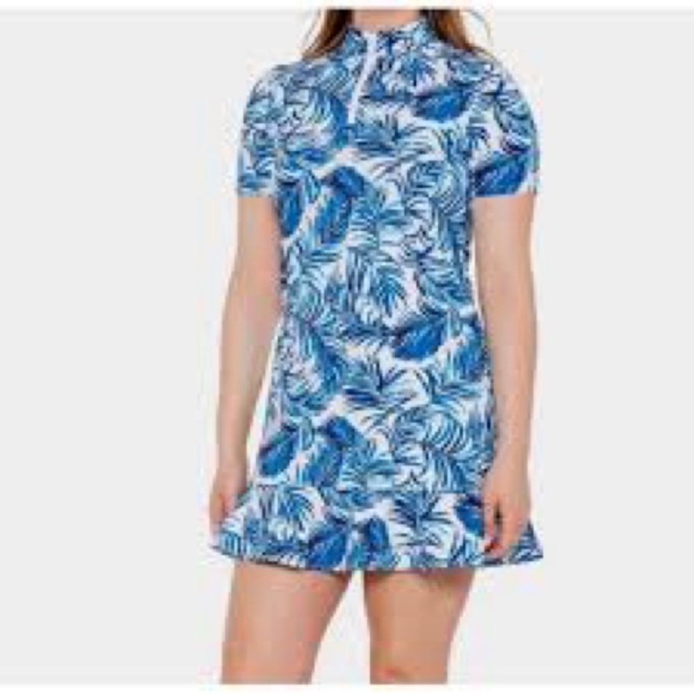 NWT Tommy Bahama Golf Tennis Beach Dress Cover up Shorts S Blue Leaf U1